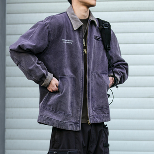 复古水洗底特律工装夹克卡哈特J97翻领美式工装帆布cleanfit外套