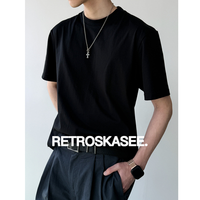 230G纯棉基础款纯色短袖男