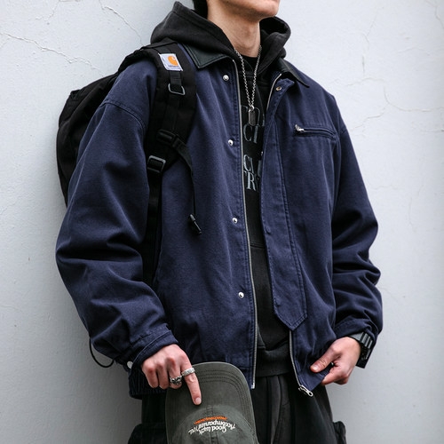 【经典重现】底特律工装夹克男春款日系复古休闲撞色领上衣外套潮