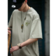 夏季 纯棉TEE T恤男青年纯色简约百搭圆领半袖 新款 重磅宽松落肩短袖