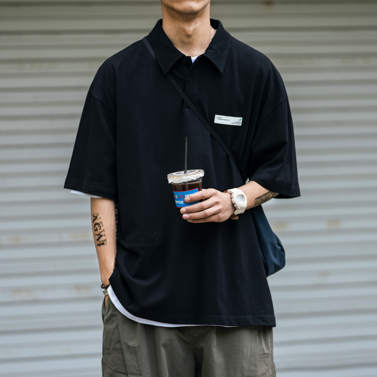 SKASEE日系潮牌CityBoy夏季宽松polo衫男短袖百搭贴标纯棉翻领T恤 男装 Polo衫 原图主图