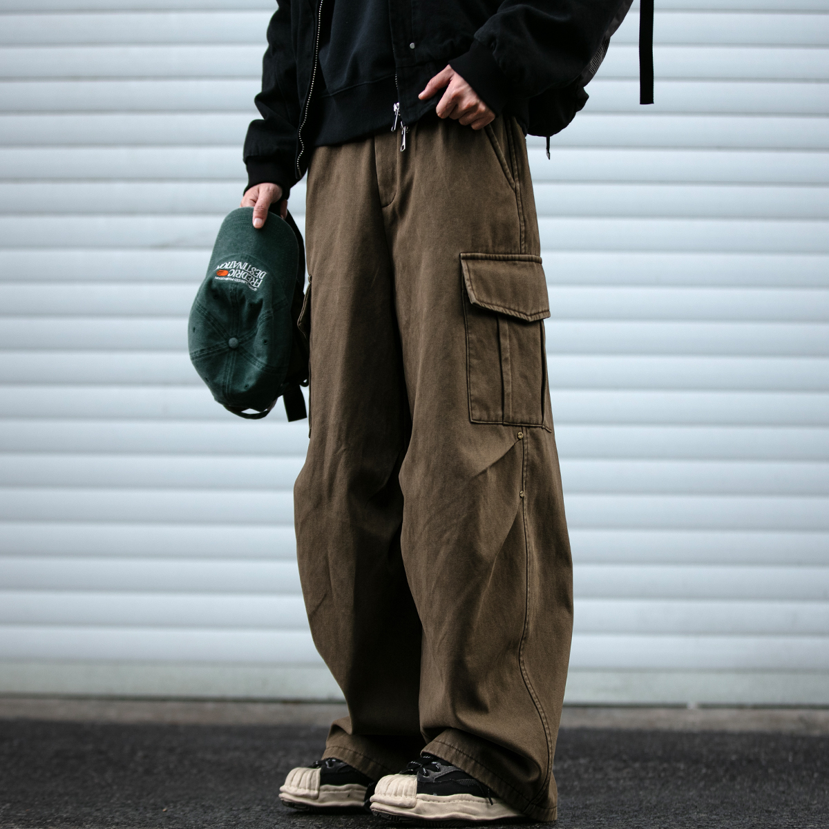 美式工装裤男士加厚休闲裤子宽松长款2025新款秋冬加绒男生阔腿裤