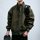 美式潮牌机能三防立领教练夹克男春秋户外纯色短款冲锋衣飞行外套