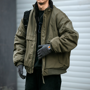 日系潮牌羊羔绒立领棉服男冬季 棉衣外套 潮牌情侣宽松加厚保暖工装