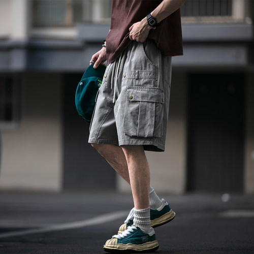 大口袋工装短裤男直筒五分中裤