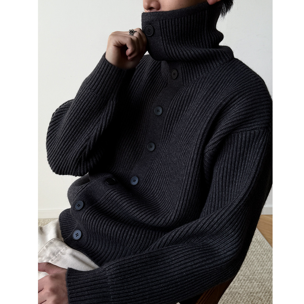 重磅800G高领纯色加厚保暖毛衣男女秋冬百搭 慵懒风可翻领针织衫,男装,针织衫/毛衣,淘宝优惠券,粉丝福利购,淘宝优惠卷