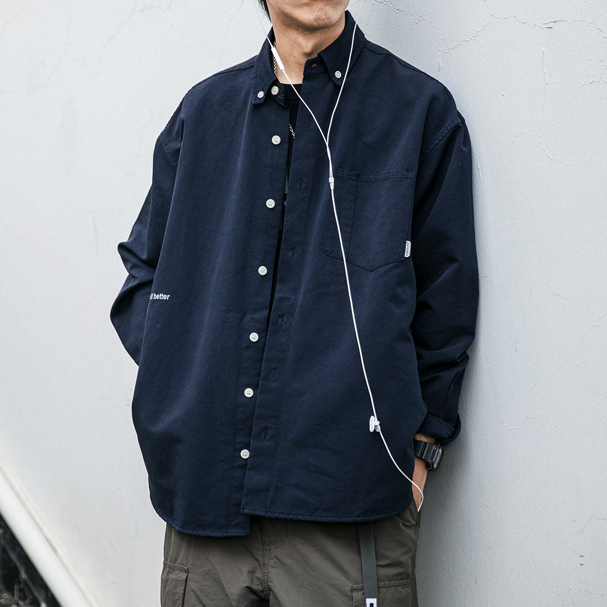 重磅加密涤棉 日潮cityboy廓形宽松工装衬衫男秋冬厚实寸衫小外套