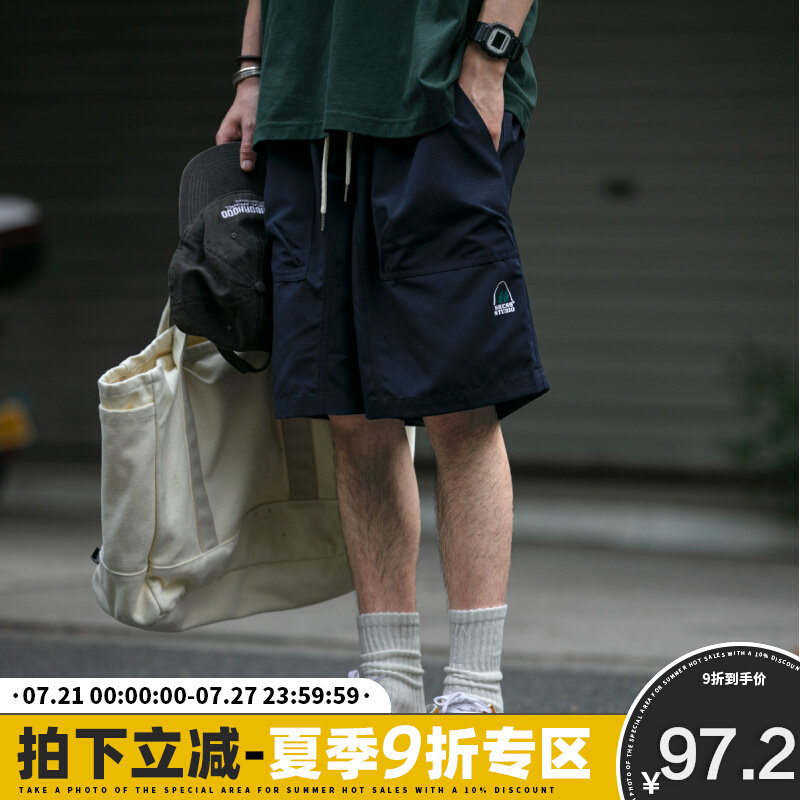 日系潮牌春夏户外休闲宽松纯色工装沙滩裤子五分裤男青年复古下装,男装,休闲裤,淘宝优惠券,粉丝福利购,淘宝优惠卷