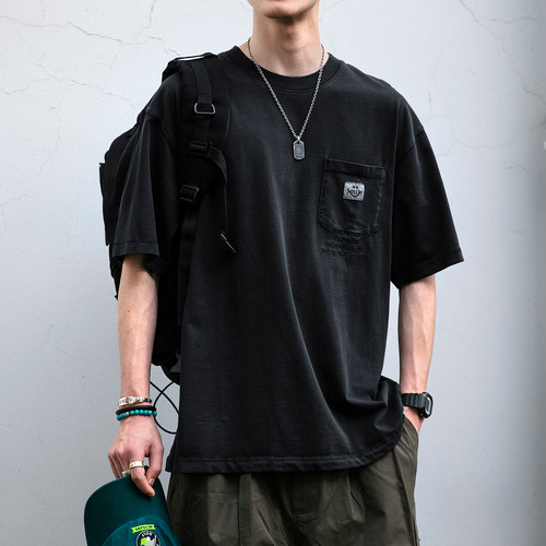 230克水洗做旧短袖T恤男