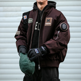 美式复古空军飞行夹克男羽绒服冬季90白鸭绒保暖棒球领工装外套潮