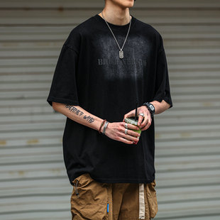 TEE 宽松oversize情侣通勤水洗半袖 日系潮牌字母印花短袖 T恤男夏季