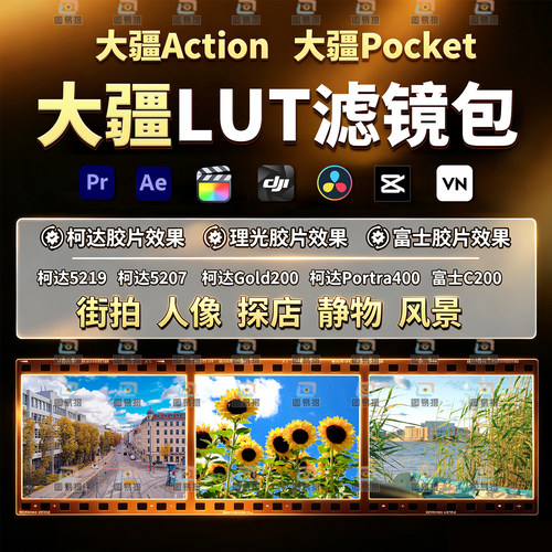 大疆lut滤镜DJI mimo调色预设action4/5/6 Pocket3/4/4p风景人像