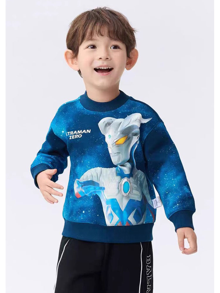 儿童秋冬男童加绒纯棉卫衣发光