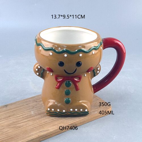 圣诞马克杯陶瓷水杯出口胡桃夹子姜饼人雪人麋鹿茶杯ceramic mug
