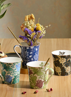 出口英式骨瓷咖啡杯外贸欧式复古马克杯家用下午茶william morris