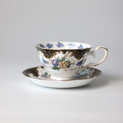 田园风咖啡杯水杯骨瓷花茶杯子