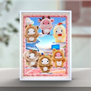 适用于全运会吉祥物大湾鸡生肖萌运会盲盒毛绒防尘场景相框收纳盒