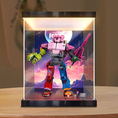 适用乐高77078机甲小队首领 碉堡之夜模型手办灯箱亚克力收纳盒