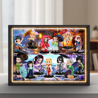 场景相框收纳盒适用鬼灭之刃梅雨系列Q款手办无限城篇盲盒防尘罩