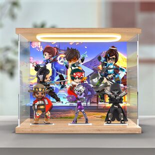 适用泡泡玛特守望先锋 全场系列手办盲盒玩具摆件场景回灯收纳盒