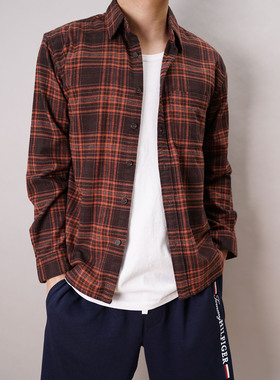 美国Abercrombie Fitch男新款af全棉舒适格子法兰绒长袖衬衫现货