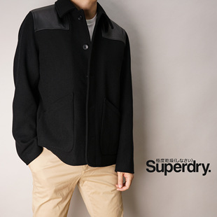 英国Superdry极度干燥SD男秋冬冒险魂重磅羊毛毛呢夹克翻领外套