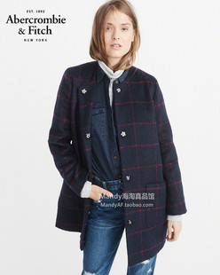 女af无领羊毛混纺外套毛呢大衣186572 fitch 美国正品 abercrombie