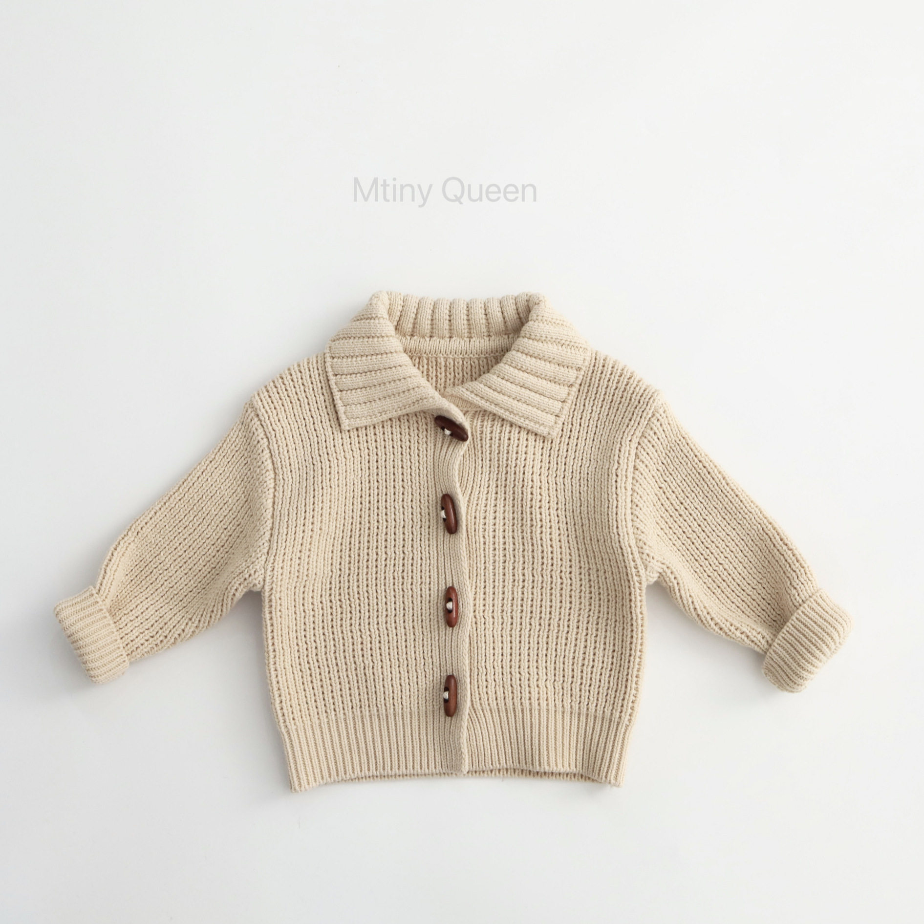 重工牛角扣~韩版儿童针织开衫外套春秋季气质米色男女童宝宝毛衣