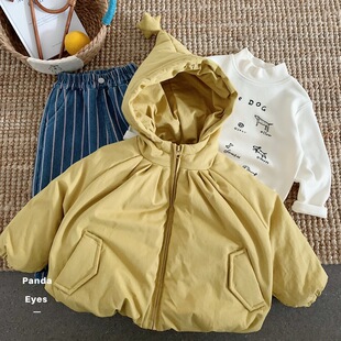儿童夹棉加厚棉服冬装2026新款韩版尖尖帽男女童宝宝棉衣外套