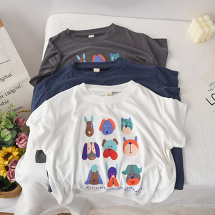 超凉快~儿童铜氨丝t恤夏季新款洋气卡通印花男童宝宝半袖宽松上衣