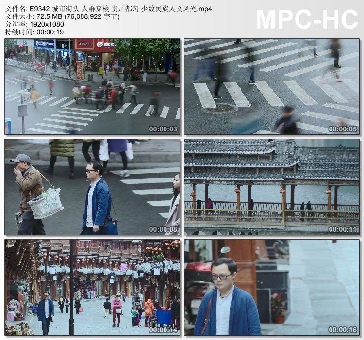 城市街头 人群穿梭 贵州都匀 少数民族人文风光 高清视频实拍素材