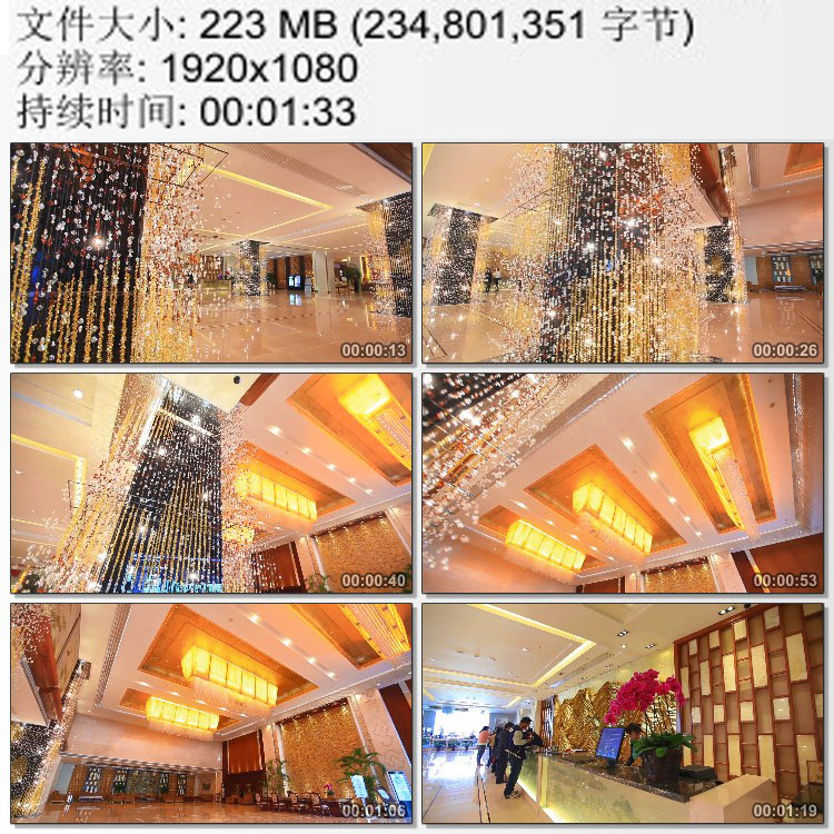 星级酒店豪华大堂实拍 前台办理入住手续 富丽堂皇 高清视频素材