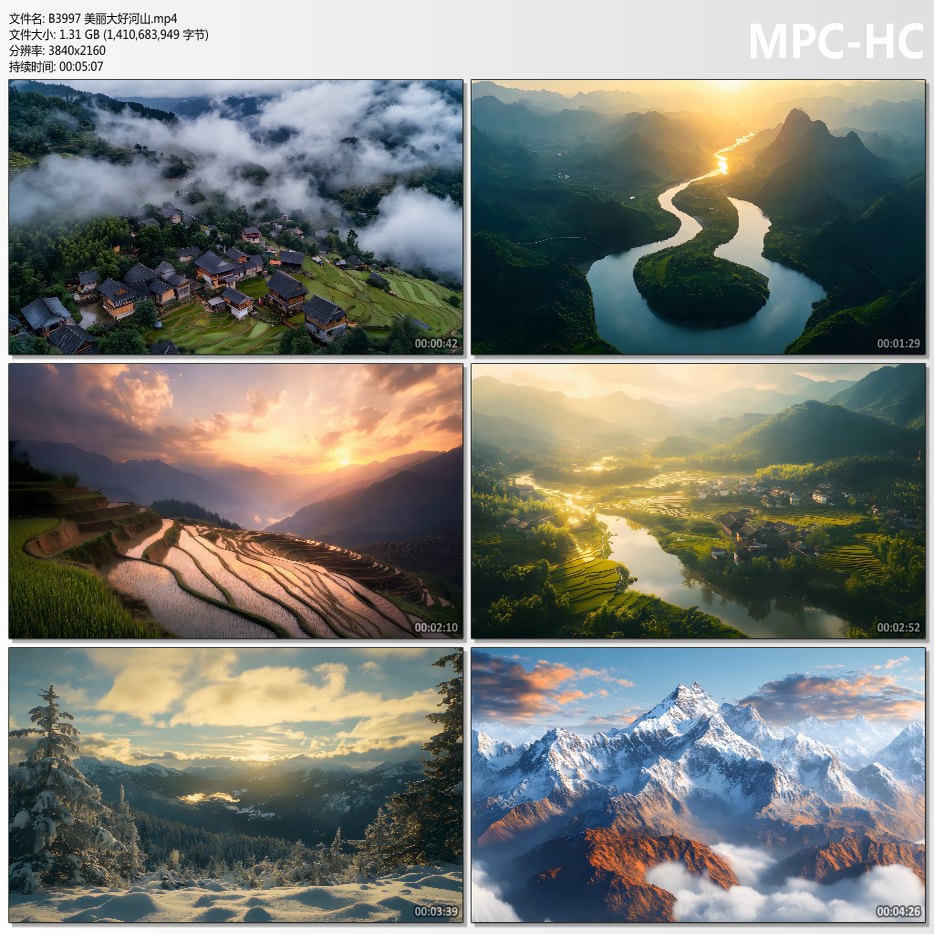 中国美丽大好河山祖国美景航拍长江黄河山川河流风景 4K视频素材