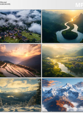 中国美丽大好河山祖国美景航拍长江黄河山川河流风景 4K视频素材