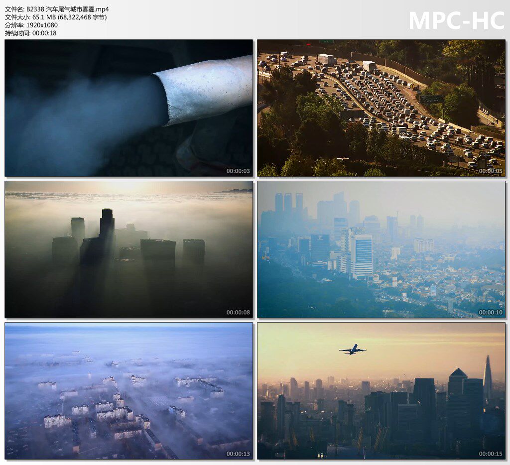 汽车尾气排放环境污染城市雾霾空气大气地球生态环保公益视频素材