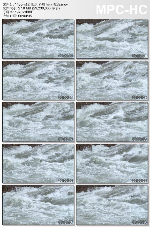 滔滔江水奔腾浪花激流 实拍视频素材