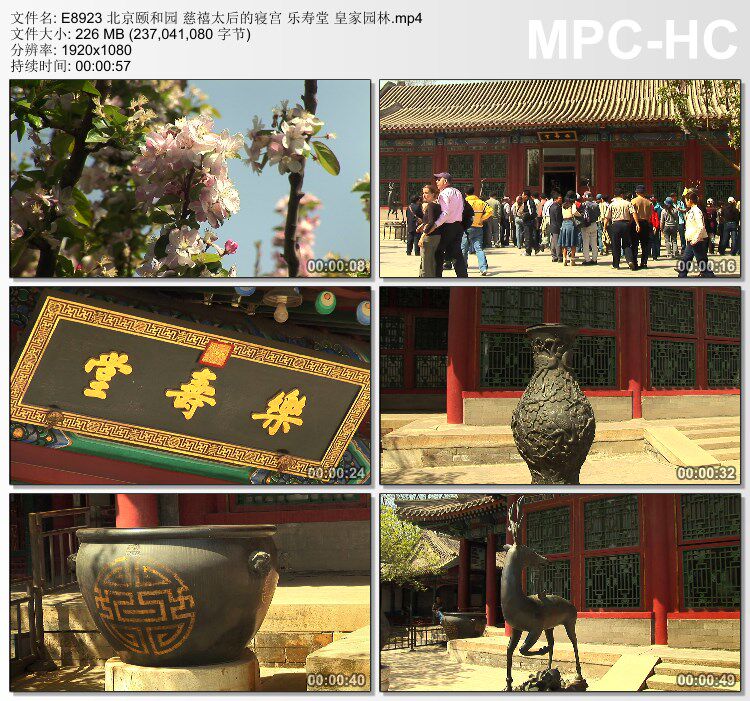 北京颐和园 慈禧太后的寝宫乐寿堂园林 实拍视频素材