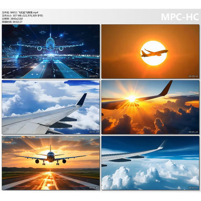 4k飞机起飞降落迎着阳光飞过太阳云层森林树林AIGC背景视频素材