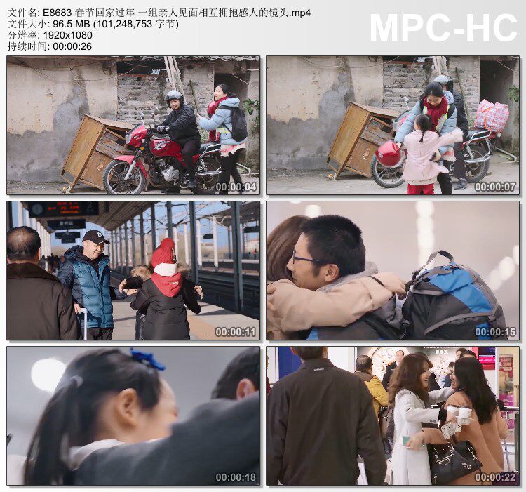 春节回家过年视频 亲人见面相互拥抱感人的镜头 高清实拍视频素材