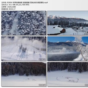 冬季的喀纳斯 银装素裹 雪地冰湖 美丽景色 高清实拍视频素材