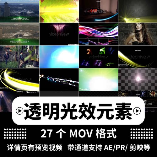 科幻能量冲击光波光线光效闪光动态特效PR/AE后期合成MOV透明通道