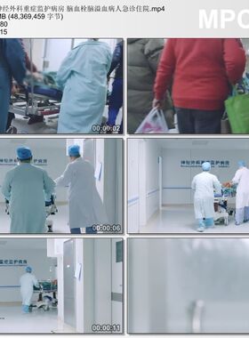 神经外科重症监护病房脑血栓脑溢血病人急诊住院 视频剪辑素材