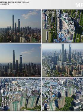 航拍上海浦东陆家嘴黄浦江外滩 都市繁华摩天大楼 高清短视频素材