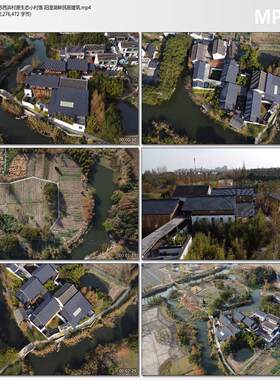 鸟瞰江苏西浜村原生态小村落 阳澄湖畔民居建筑 高清实拍视频素材