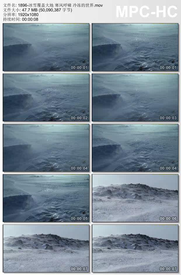 冰雪覆盖大地寒风呼啸冷冻的世界 实拍视频素材