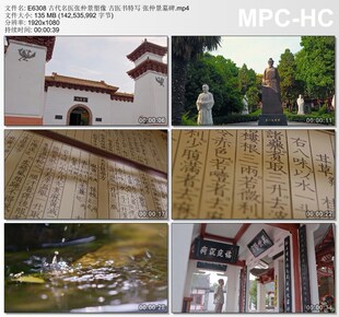 古代名医张仲景塑像 古医书特写 张仲景墓碑 实拍视频素材