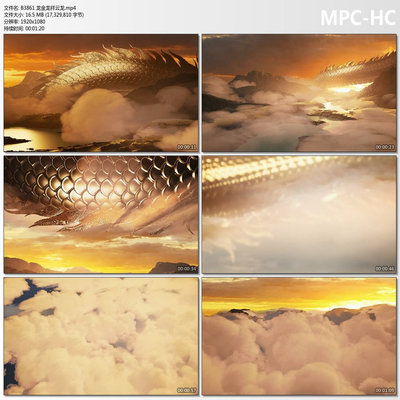 龙金龙祥云龙腾飞风景云朵阳光梦幻云海山川穿越龙鳞意境视频素材