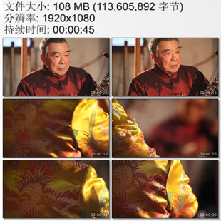 民间曲艺表演南京白局艺人 演出服装特写老琴师 高清实拍视频素材