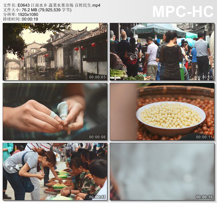 江南水乡蔬菜水果市场视频 百姓民生 高清实拍视频素材