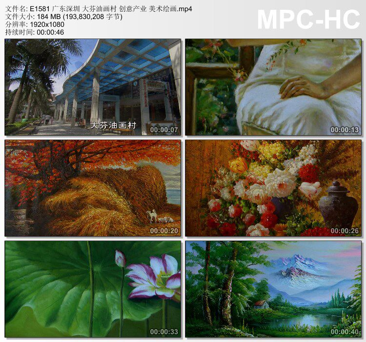 广东深圳大芬油画村创意产业美术绘画 实拍视频素材